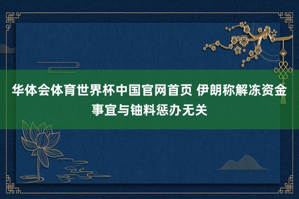 华体会体育世界杯中国官网首页 伊朗称解冻资金事宜与铀料惩办无关