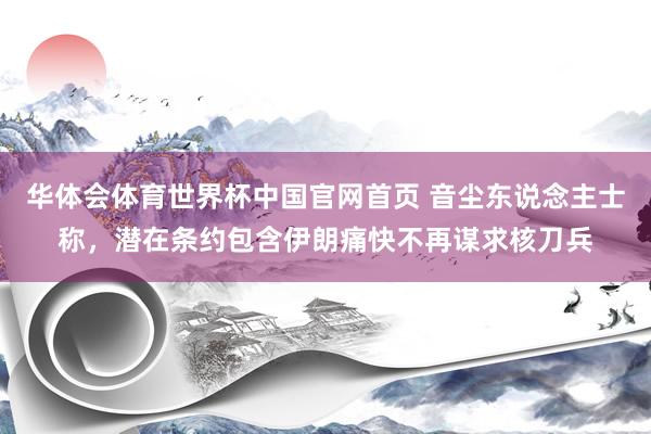 华体会体育世界杯中国官网首页 音尘东说念主士称，潜在条约包含伊朗痛快不再谋求核刀兵
