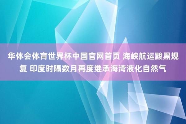 华体会体育世界杯中国官网首页 海峡航运黢黑规复 印度时隔数月再度继承海湾液化自然气