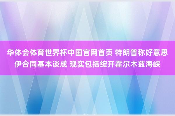 华体会体育世界杯中国官网首页 特朗普称好意思伊合同基本谈成 现实包括绽开霍尔木兹海峡
