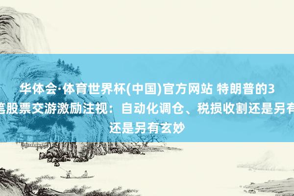 华体会·体育世界杯(中国)官方网站 特朗普的3711笔股票交游激励注视：自动化调仓、税损收割还是另有玄妙