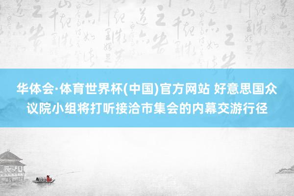 华体会·体育世界杯(中国)官方网站 好意思国众议院小组将打听接洽市集会的内幕交游行径