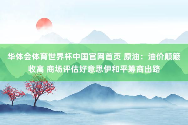 华体会体育世界杯中国官网首页 原油：油价颠簸收高 商场评估好意思伊和平筹商出路
