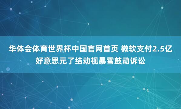 华体会体育世界杯中国官网首页 微软支付2.5亿好意思元了结动视暴雪鼓动诉讼