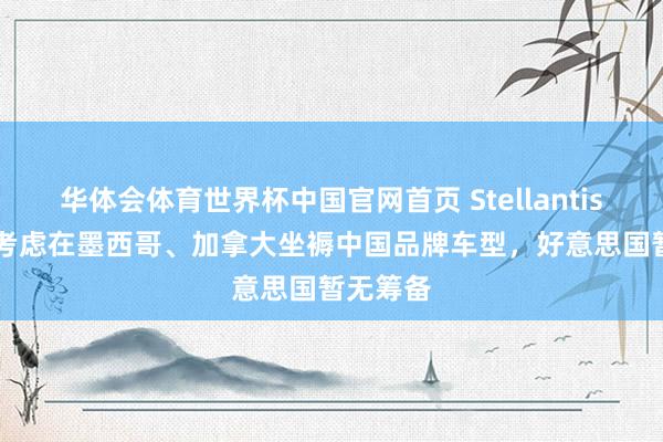 华体会体育世界杯中国官网首页 Stellantis CEO：考虑在墨西哥、加拿大坐褥中国品牌车型，好意思国暂无筹备