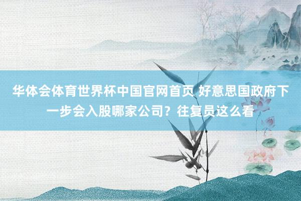 华体会体育世界杯中国官网首页 好意思国政府下一步会入股哪家公司？往复员这么看