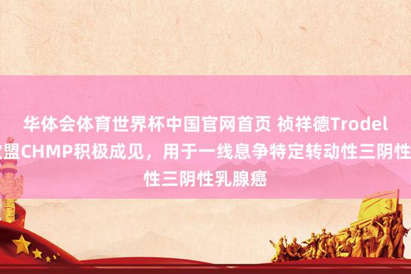 华体会体育世界杯中国官网首页 祯祥德Trodelvy获欧盟CHMP积极成见，用于一线息争特定转动性三阴性乳腺癌