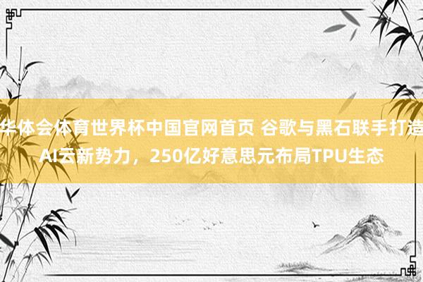 华体会体育世界杯中国官网首页 谷歌与黑石联手打造AI云新势力，250亿好意思元布局TPU生态