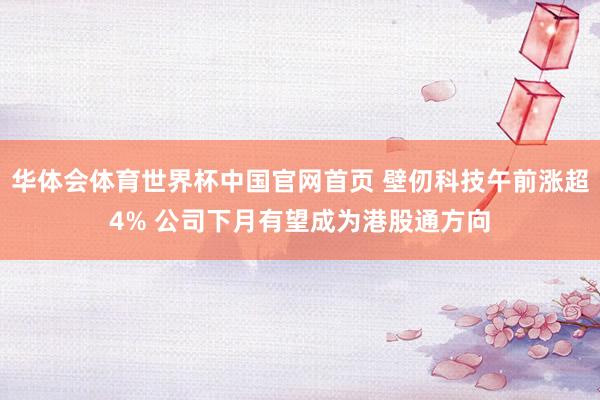 华体会体育世界杯中国官网首页 壁仞科技午前涨超4% 公司下月有望成为港股通方向