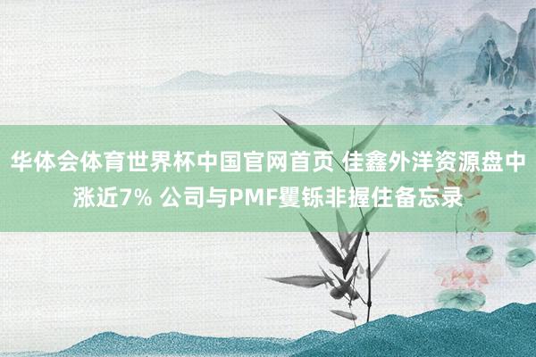 华体会体育世界杯中国官网首页 佳鑫外洋资源盘中涨近7% 公司与PMF矍铄非握住备忘录