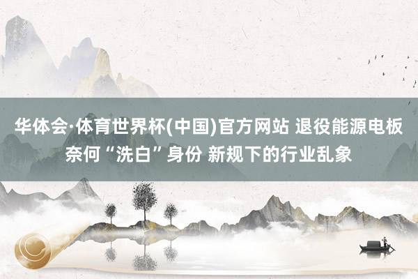 华体会·体育世界杯(中国)官方网站 退役能源电板奈何“洗白”身份 新规下的行业乱象