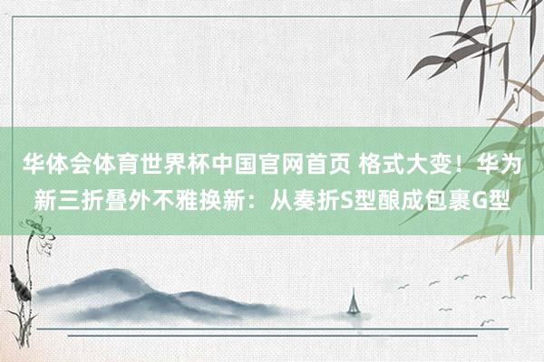 华体会体育世界杯中国官网首页 格式大变！华为新三折叠外不雅换新：从奏折S型酿成包裹G型