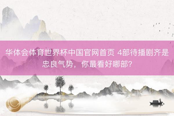 华体会体育世界杯中国官网首页 4部待播剧齐是忠良气势,你最看好哪部?