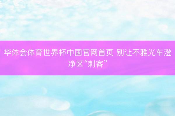 华体会体育世界杯中国官网首页 别让不雅光车澄净区“刺客”