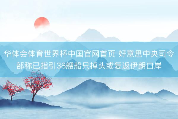 华体会体育世界杯中国官网首页 好意思中央司令部称已指引38艘船只掉头或复返伊朗口岸