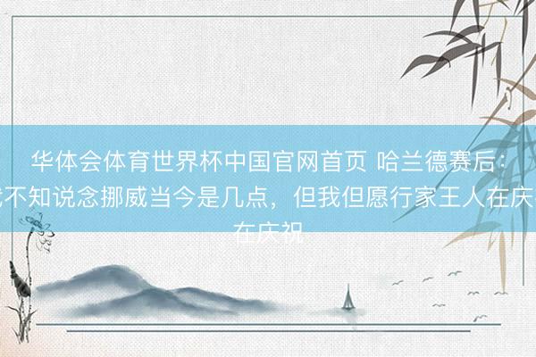华体会体育世界杯中国官网首页 哈兰德赛后：我不知说念挪威当今是几点，但我但愿行家王人在庆祝