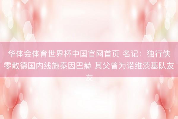 华体会体育世界杯中国官网首页 名记:独行侠零散德国内线施泰因巴赫 其父曾为诺维茨基队友